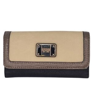 Guess Brand Tri-fold Wallet 7x4 Black Tan